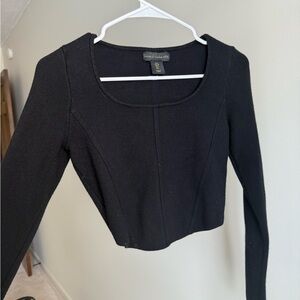 House of Harlow 1960 Black Cropped Long Sleeve Top